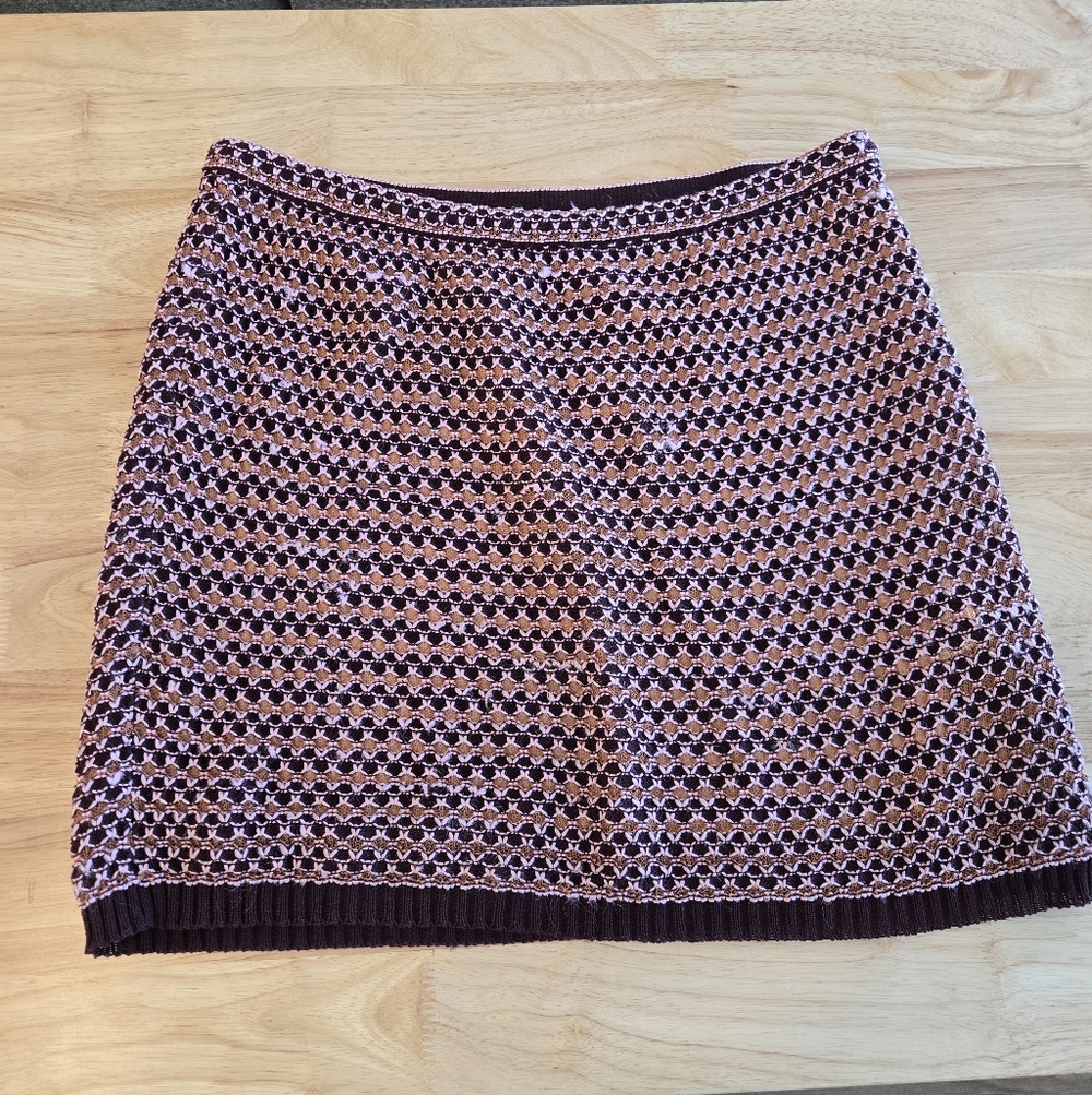 Missioni Y2K Knit Mini Skirt pink and dark burgundy 
Size 8